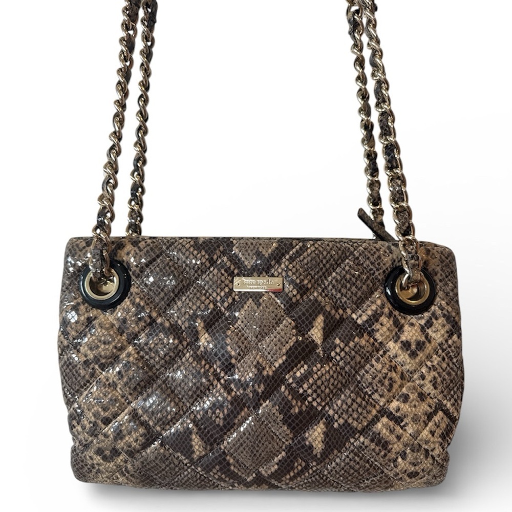 Kate Spade Chic Snakeskin Pattern Shoulder Bag purse quilted handbag designer